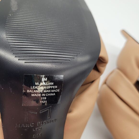 MARC FISHER Womens Dellian Stiletto Slip On Leather Heeled Sandal sz 8 tan brown - Picture 9 of 9